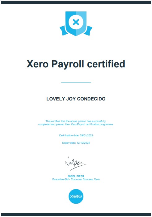 XERO PAYROLL CERTIFIED