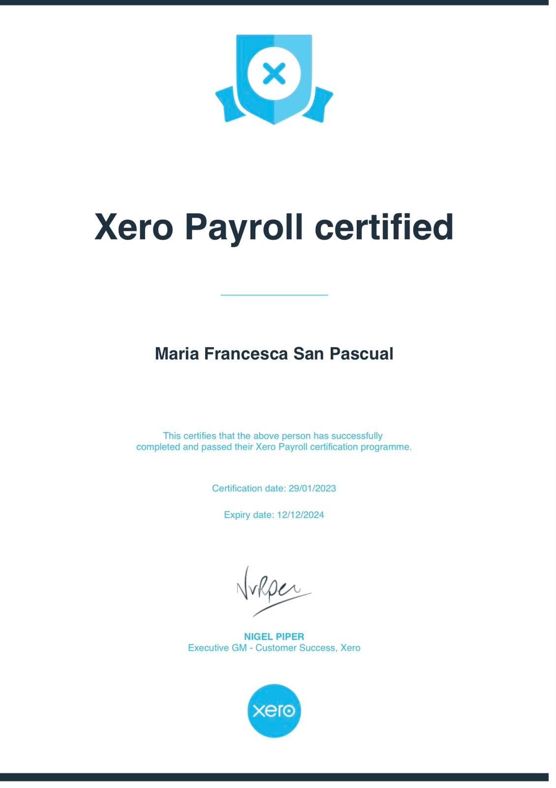 Xero Payroll Certification