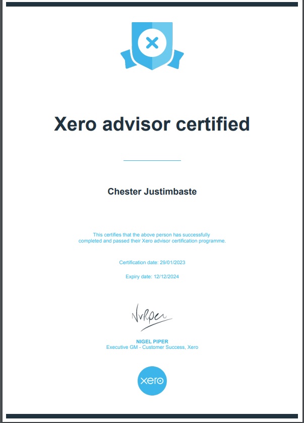 XERO ADVISOR CERT