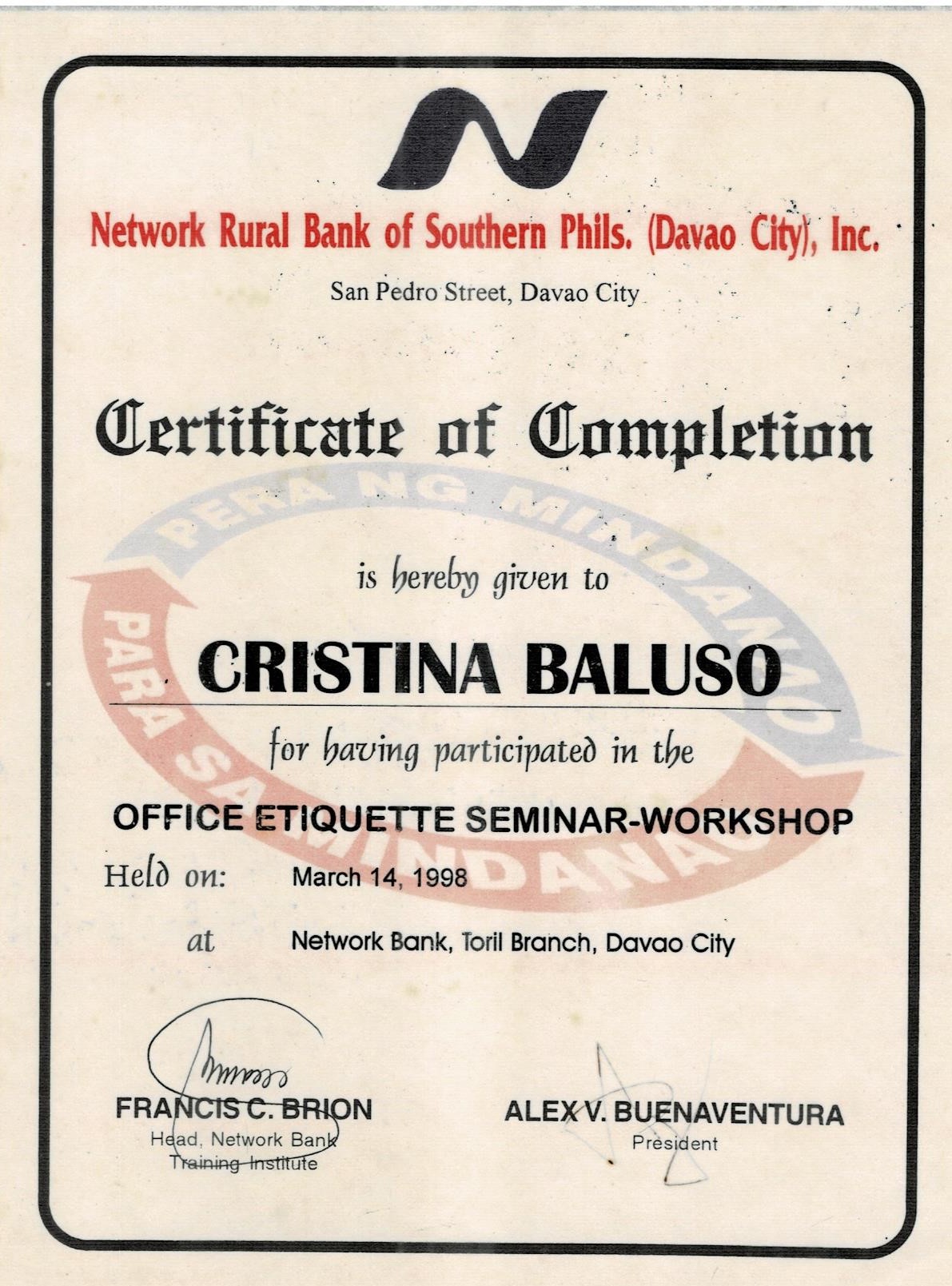 OFFICE ETIQUETTE SEMINAR-WORKSHOP