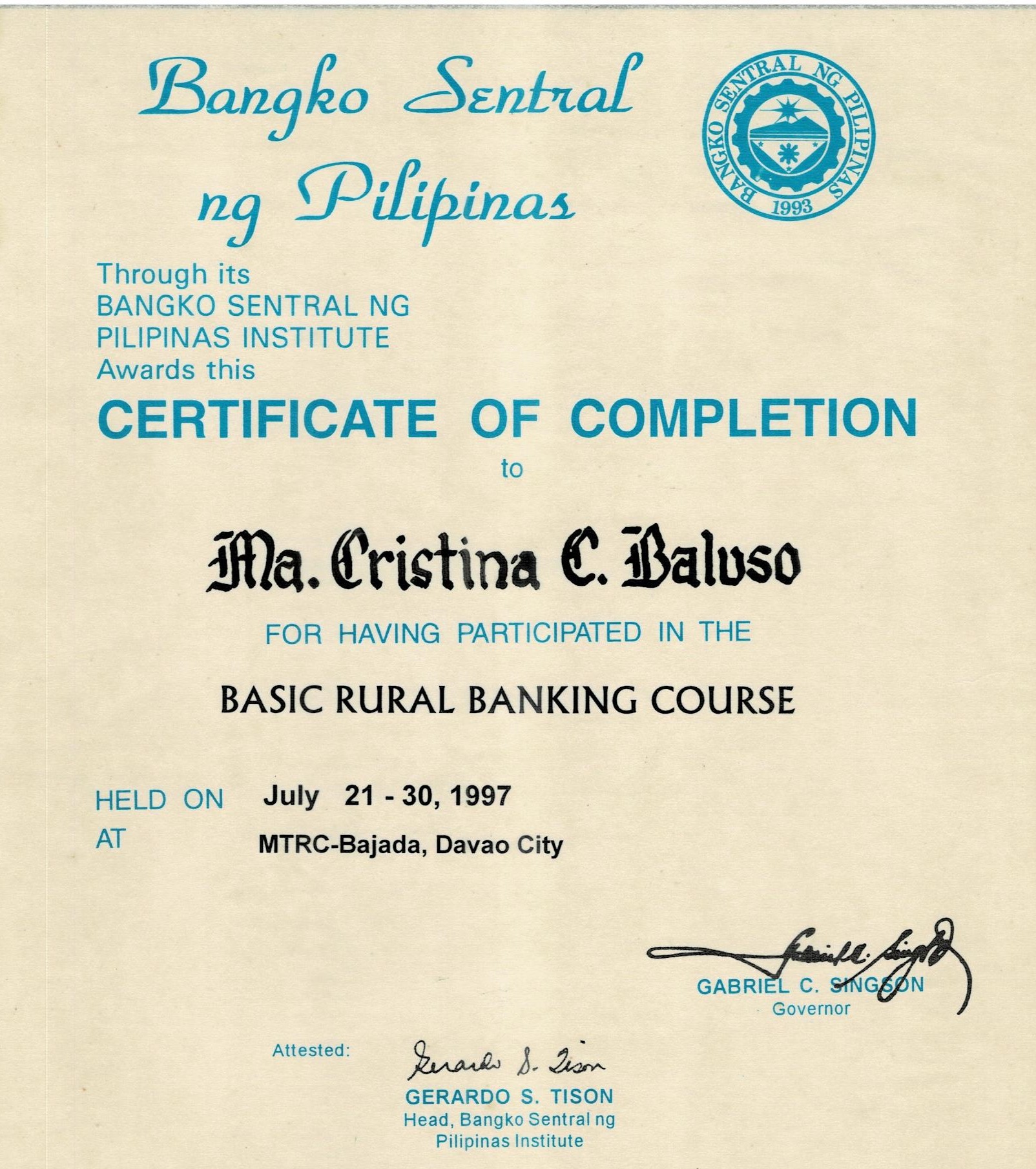 BASIC RURAL BANKING COURSE