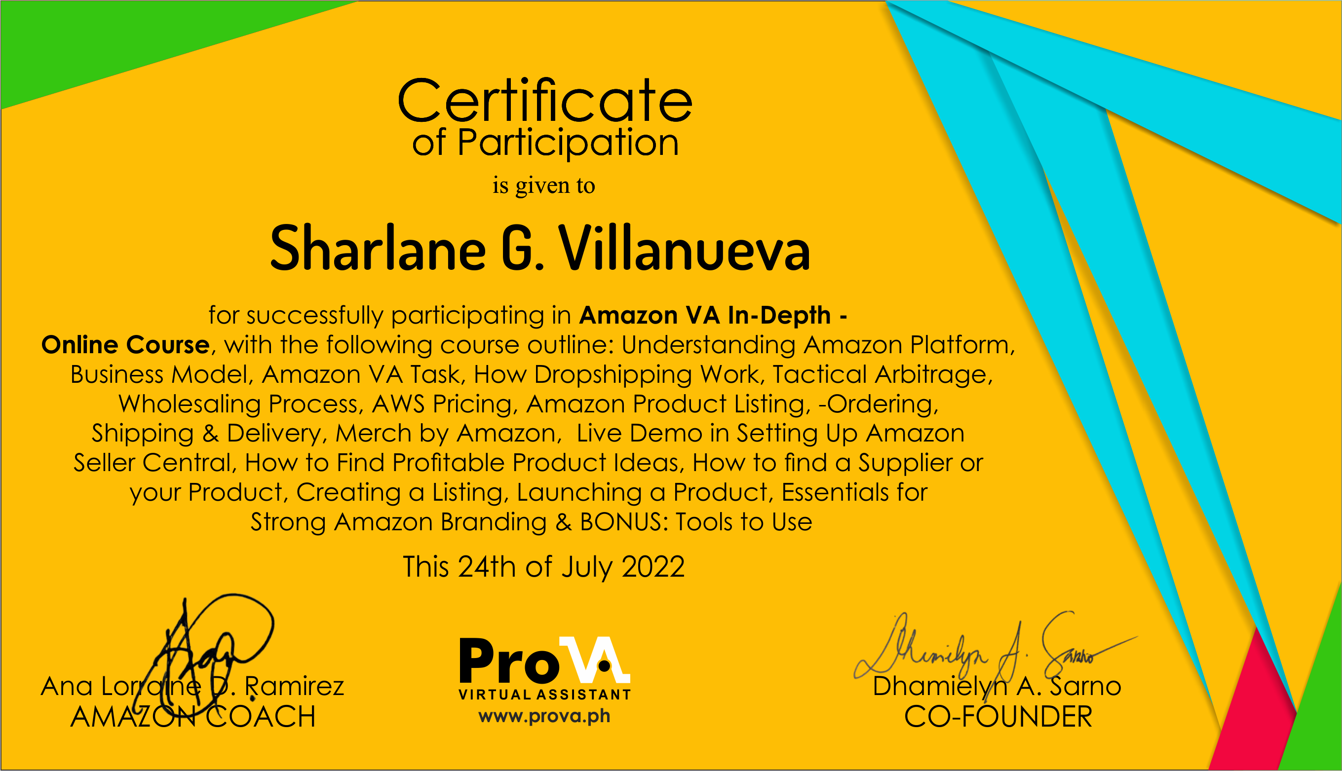 Amazon VA In-Depth Online Course Certificate