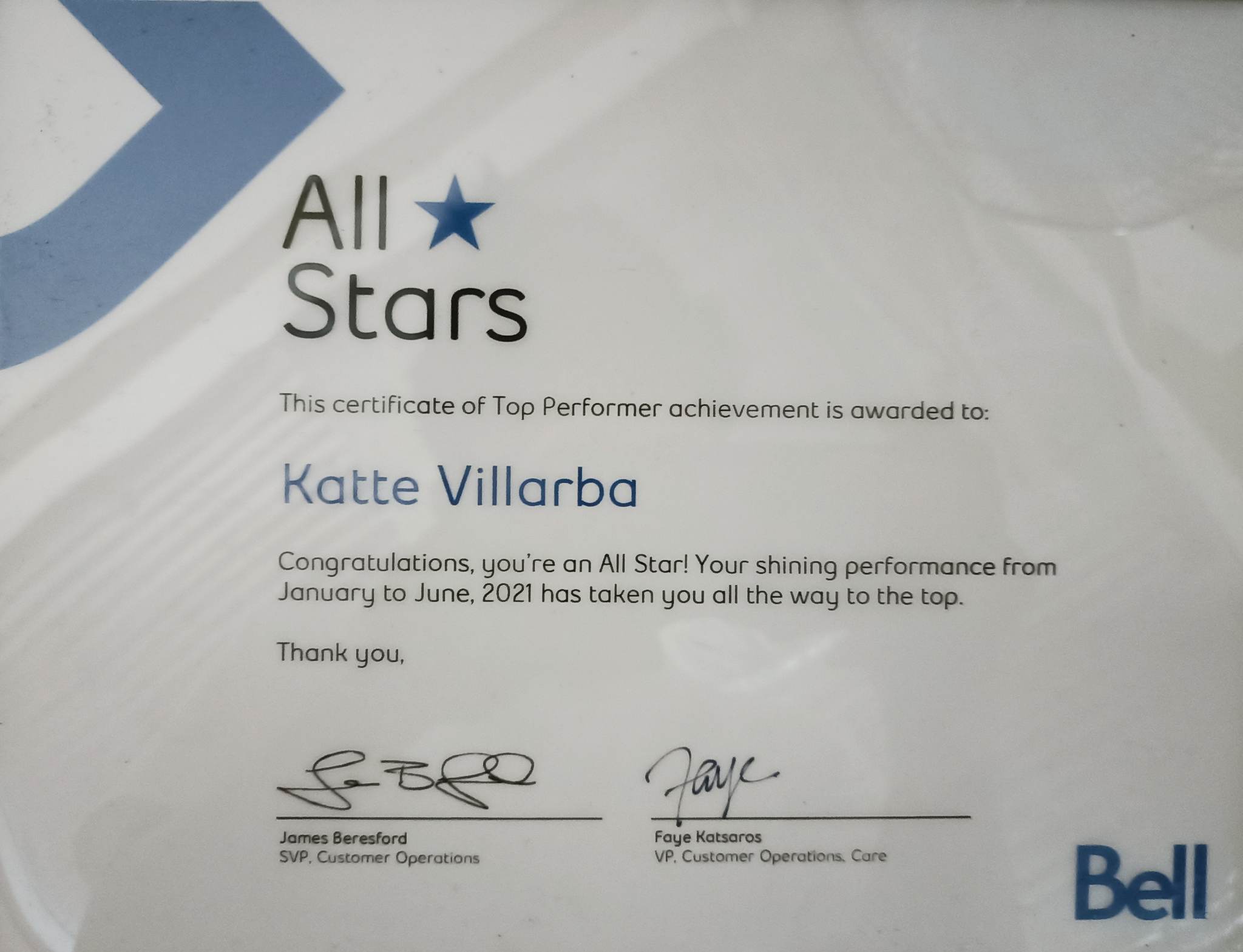 All Star Top Performer Achievement