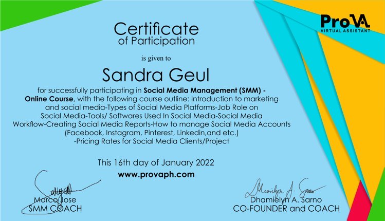 Social Media Manager (SMM) - JANUARY 2022