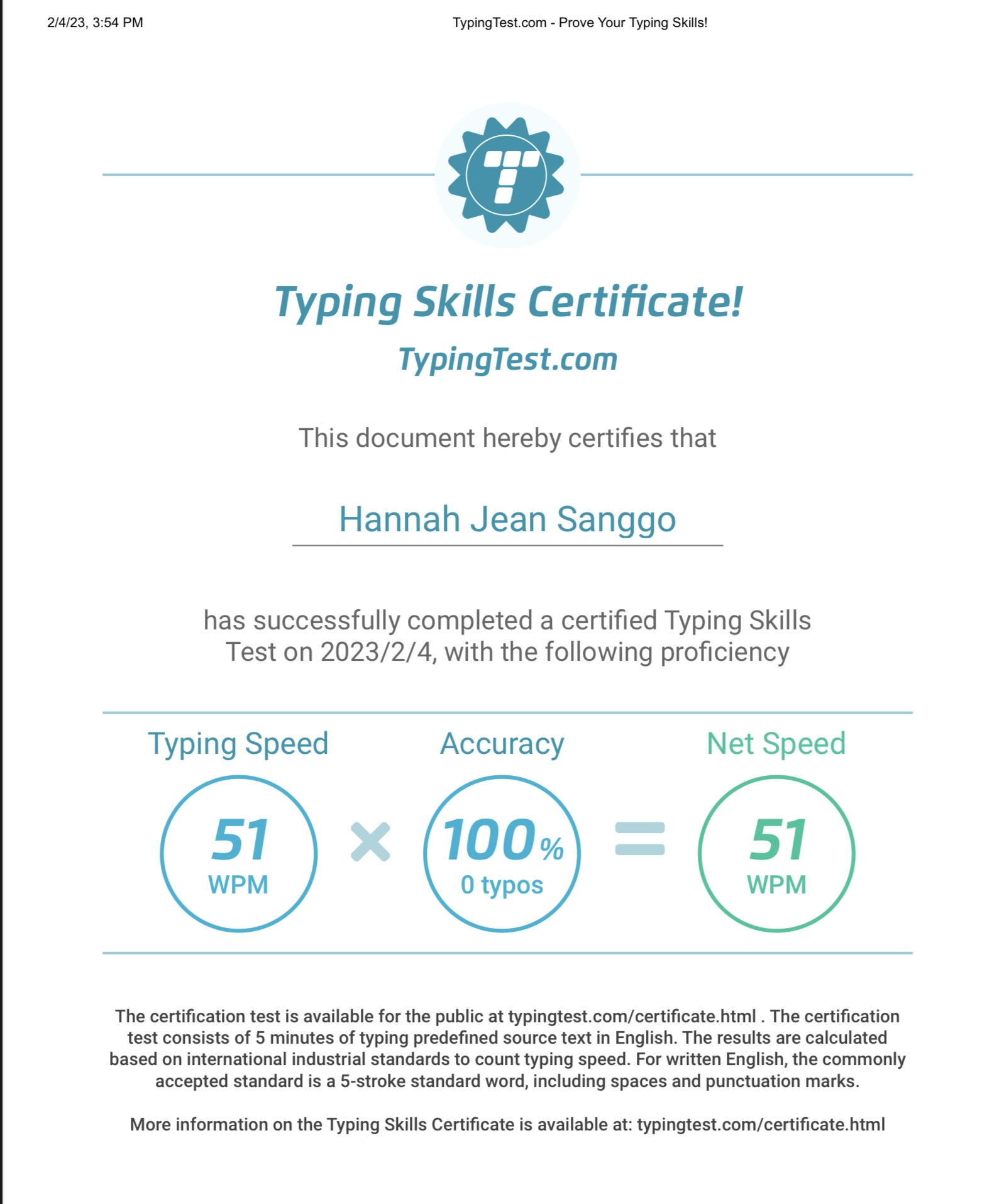 Typing test