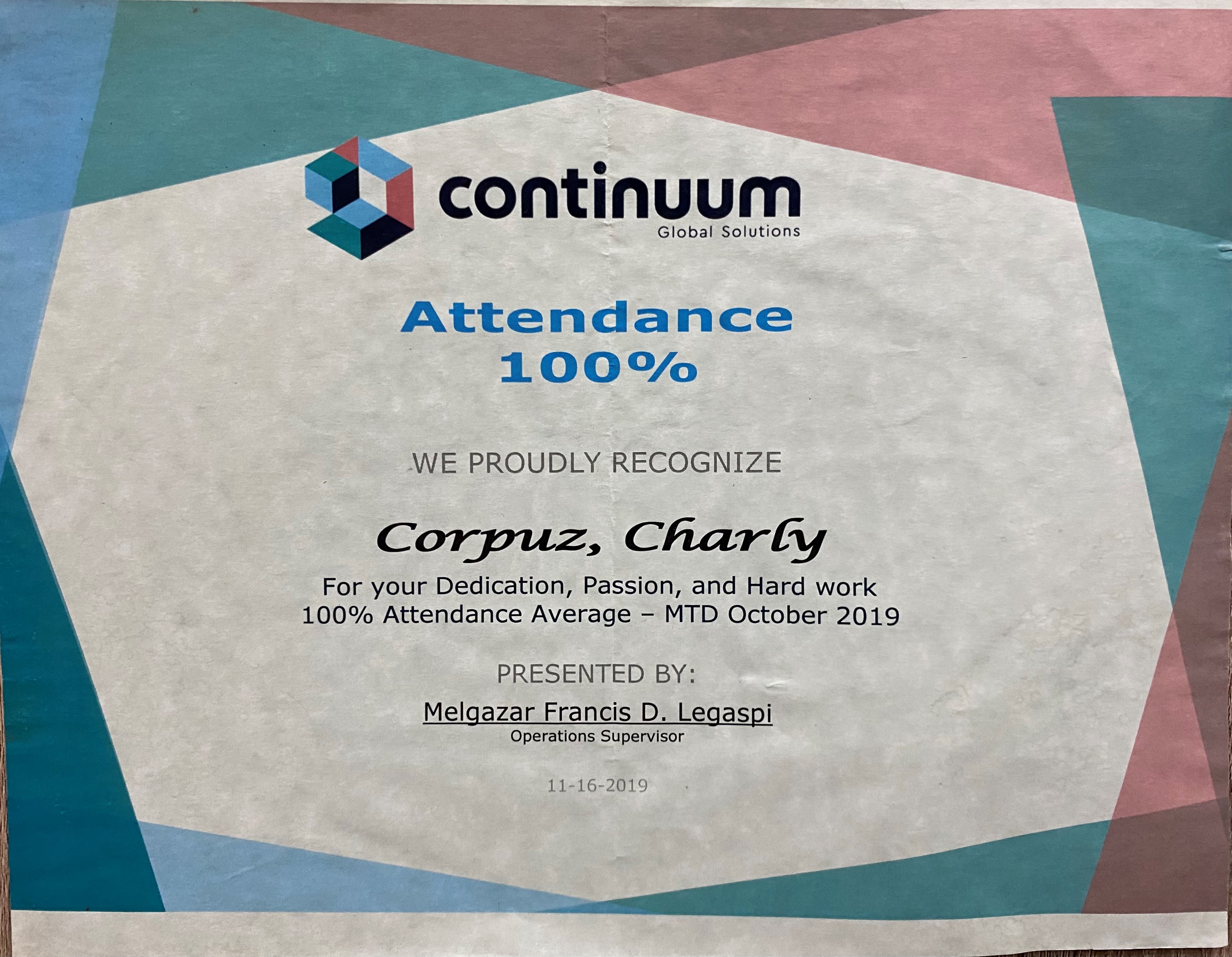 Attendance Certificate