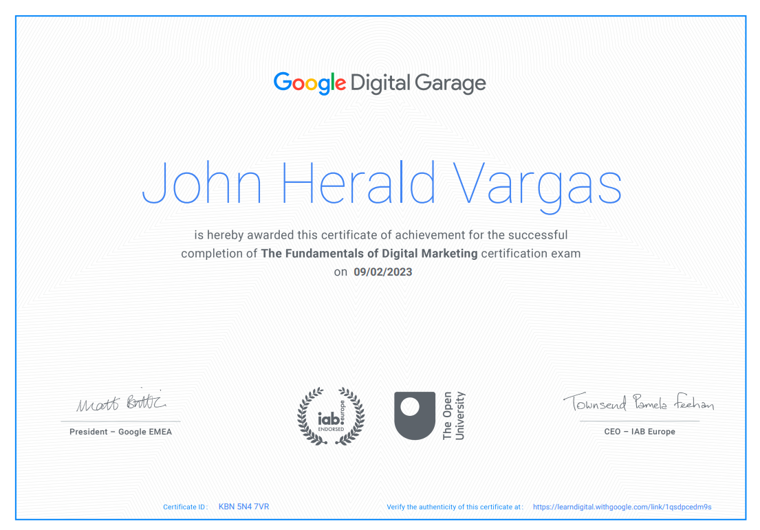 Google Fundamentals of Digital Marketing