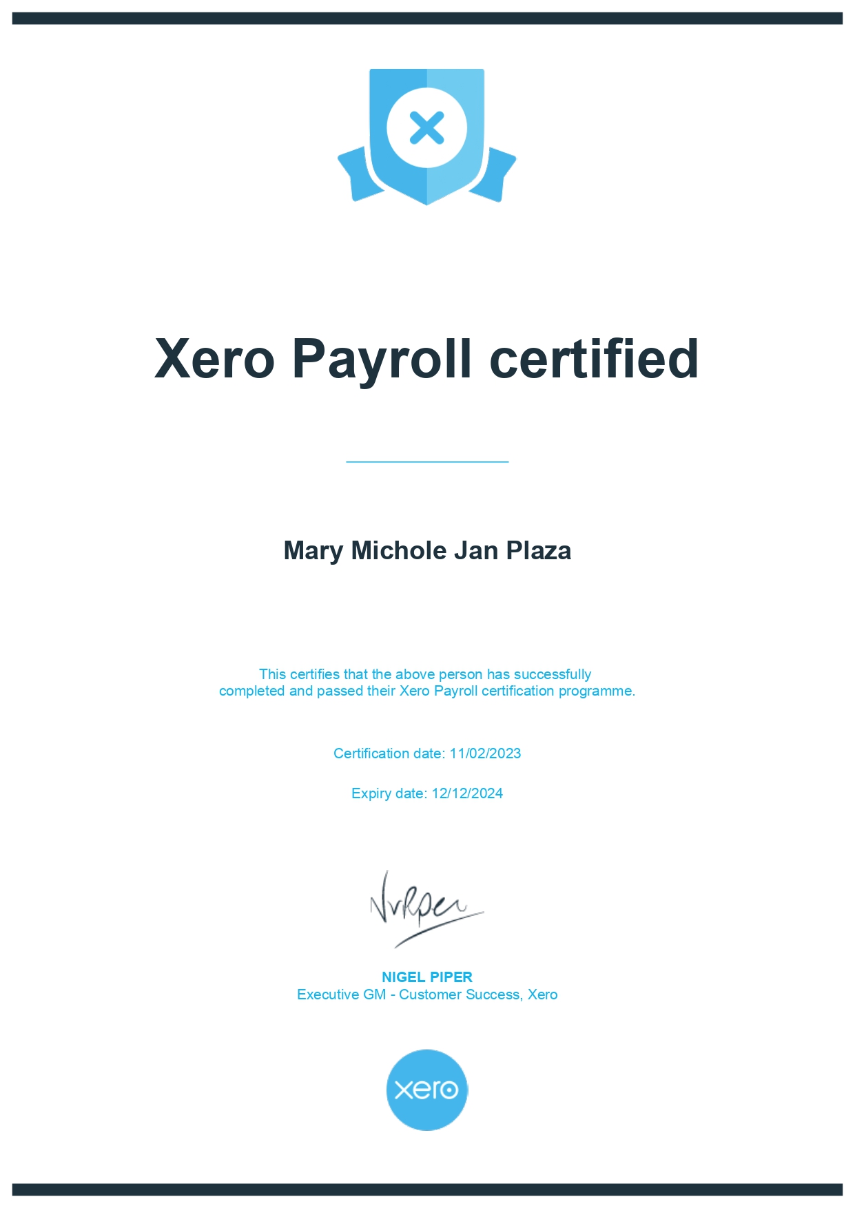 XERO Payroll Certification