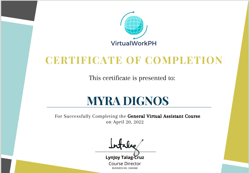 General Virtual Assistant  Certificate