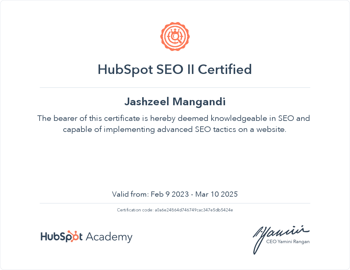 SEO II Certified