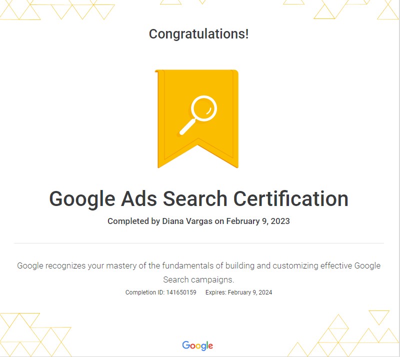 Google Ads Search Ceritification