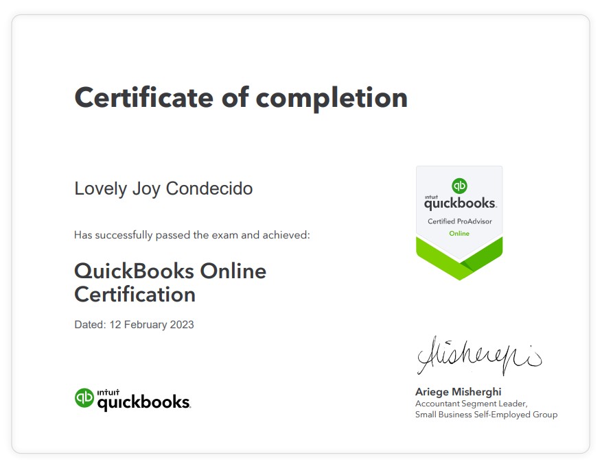 QUICKBOOKS PROADVISOR  CERTIFIED