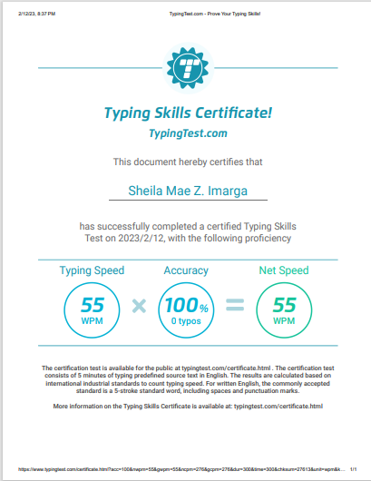 Typing Test Certification