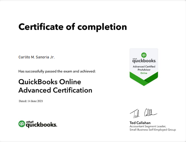 QB Online Advance Certification