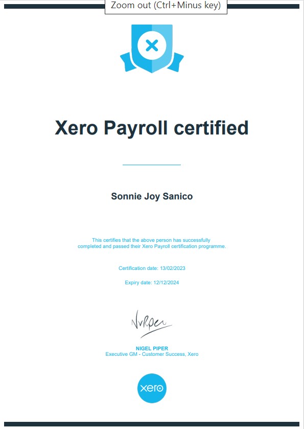 XERO Payroll Certified