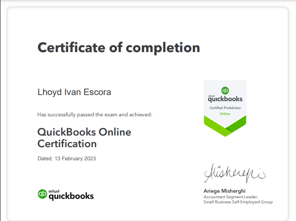 Quickbooks Certificate