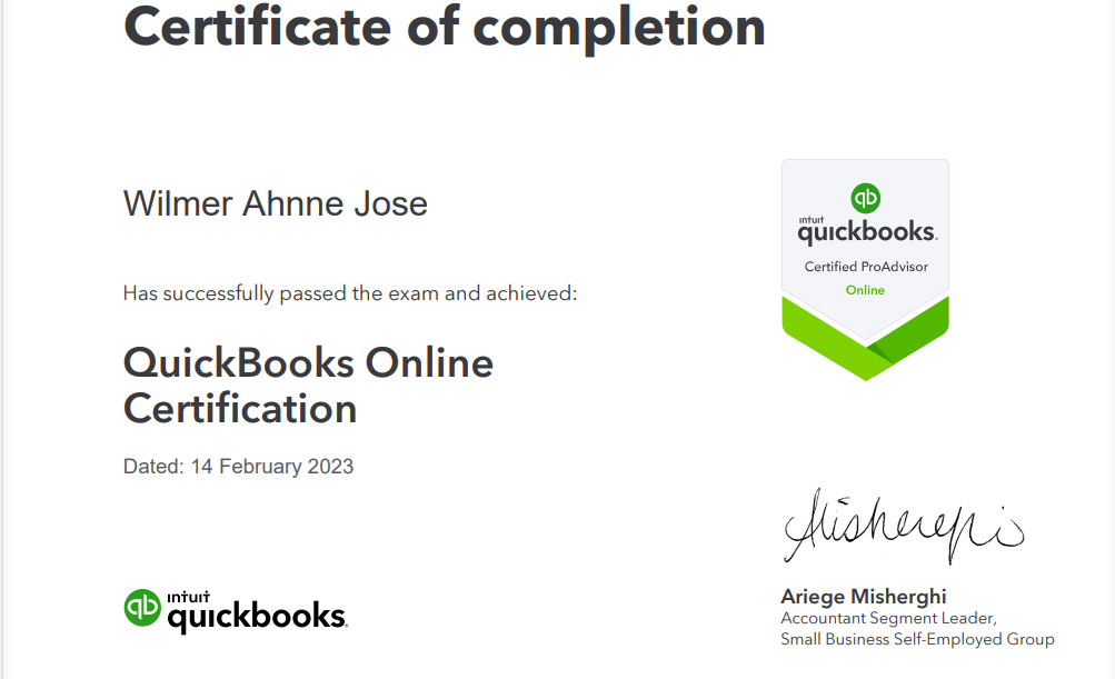 Certification Quickbooks