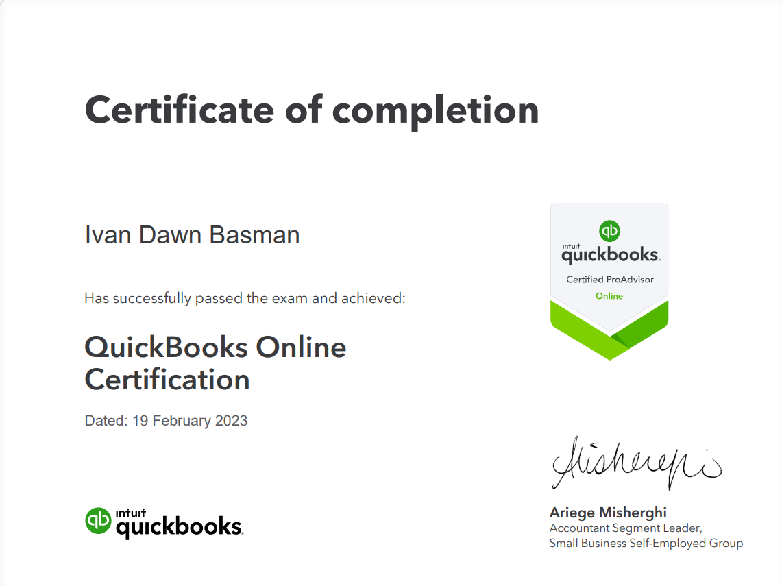 QUICKBOOKS CERTIFICATION