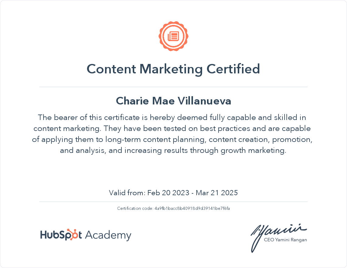 HubSpot Academy: Content Marketing