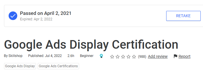 Google Ads Display Certification