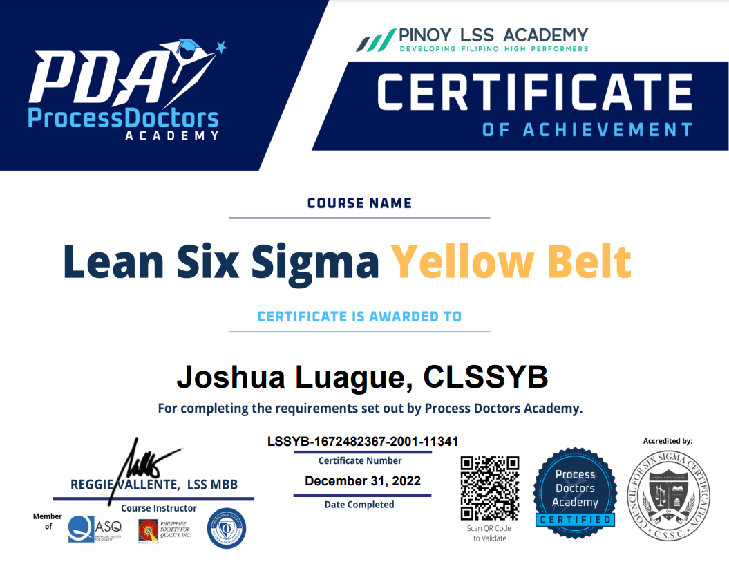 Lean Six Sigma Yellow Belt