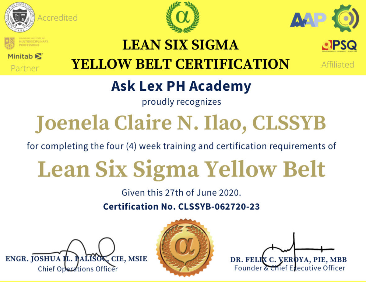 Certified Lean Six Sigma Yellow Belt