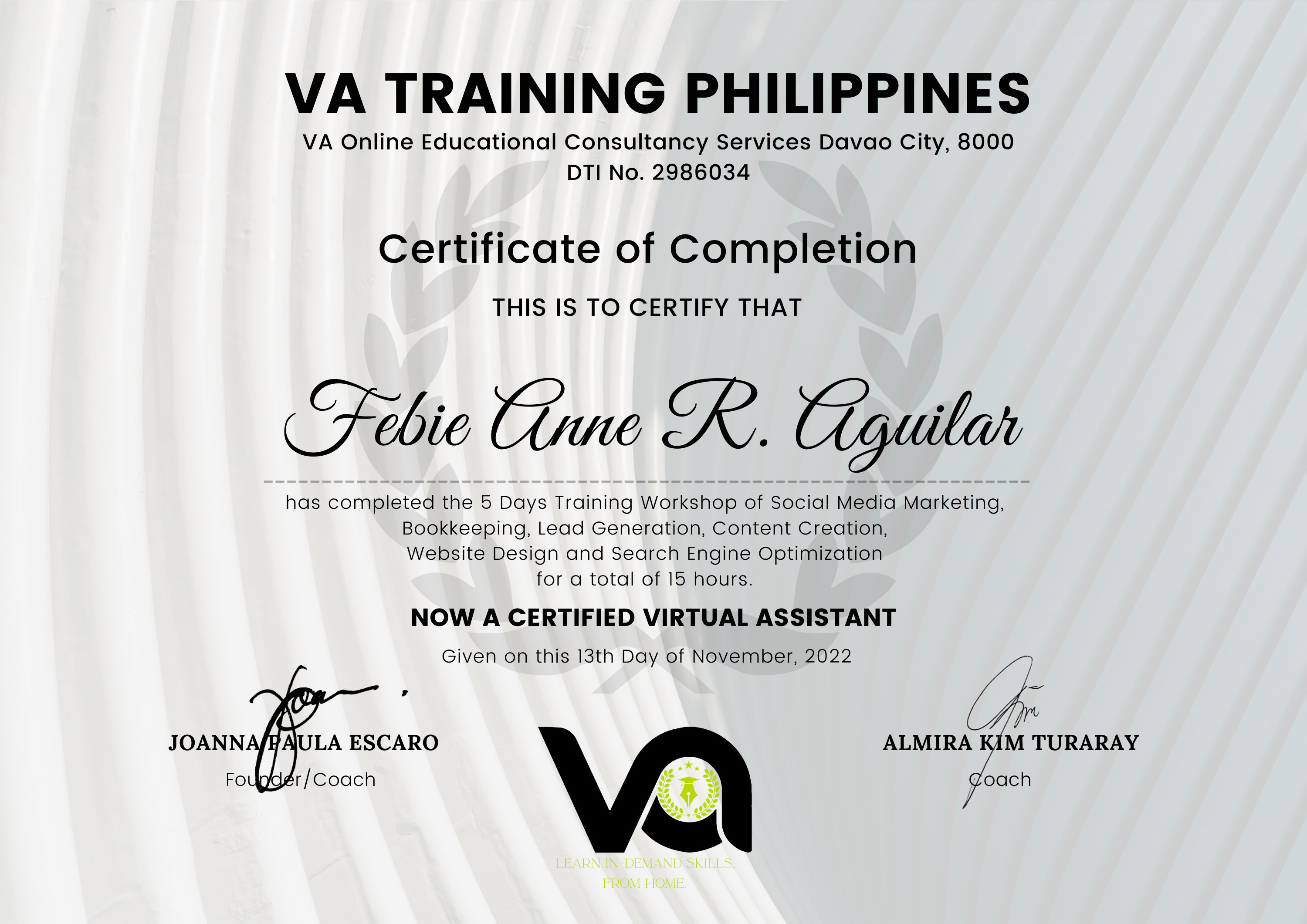 GVA CERTIFICATE