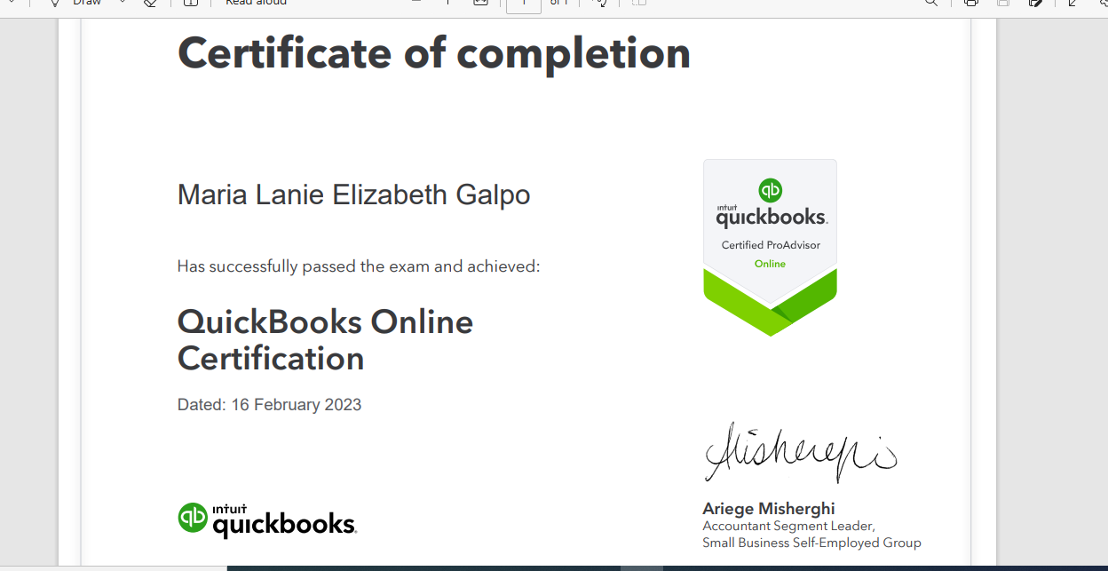 QB certificate