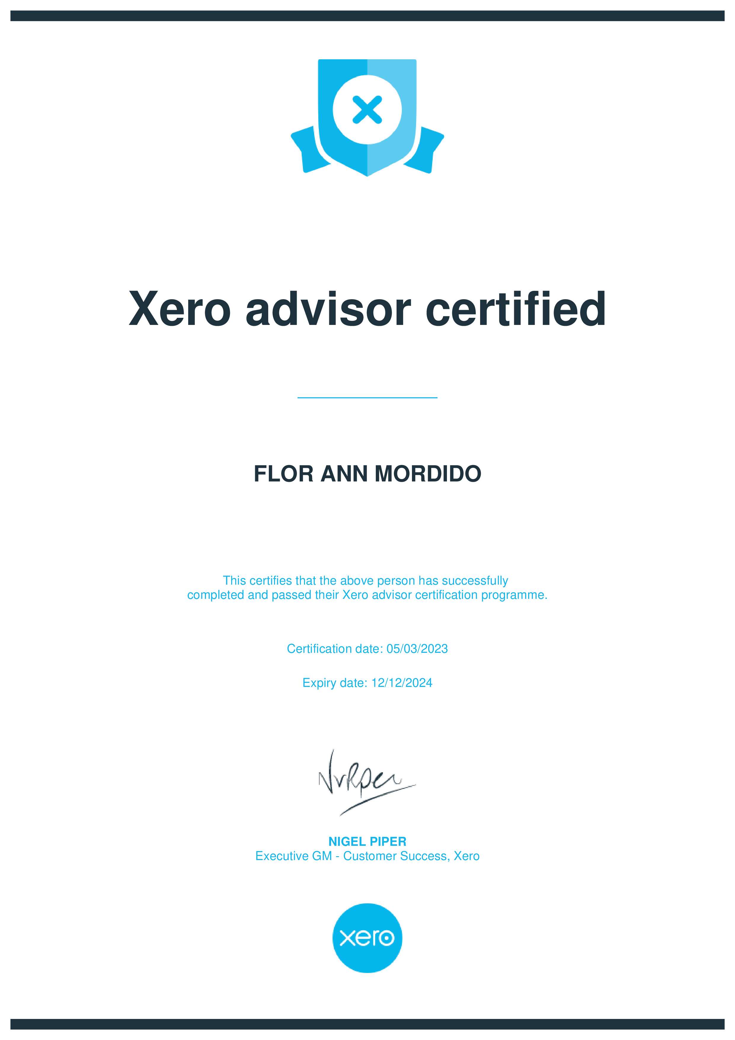 Xero Advisor Certified