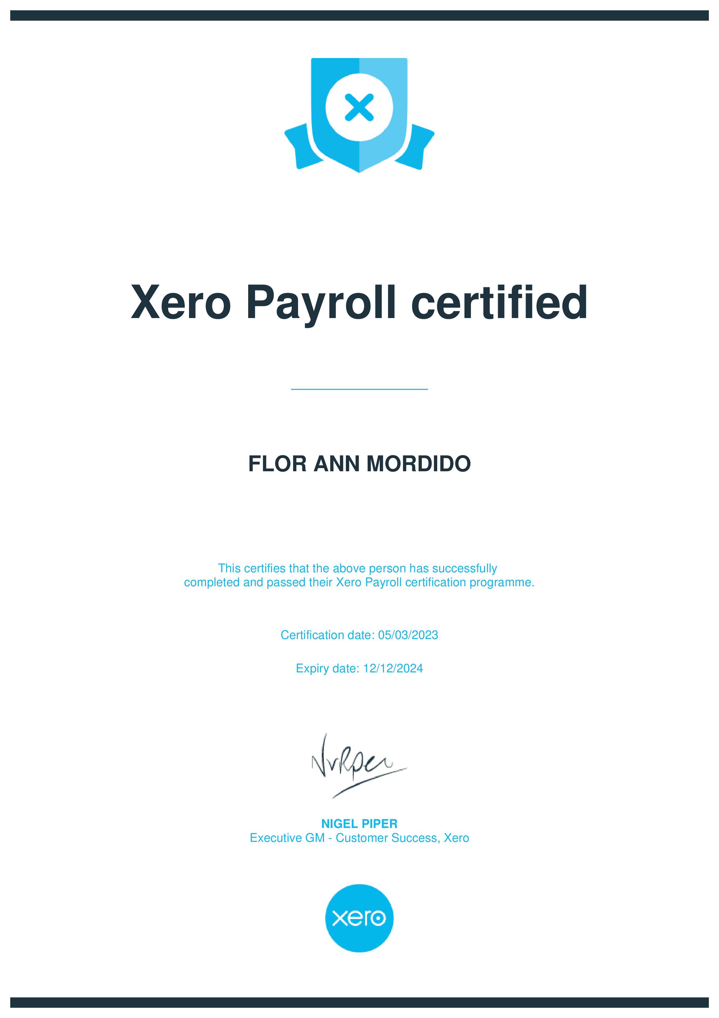 Xero Payroll Certified