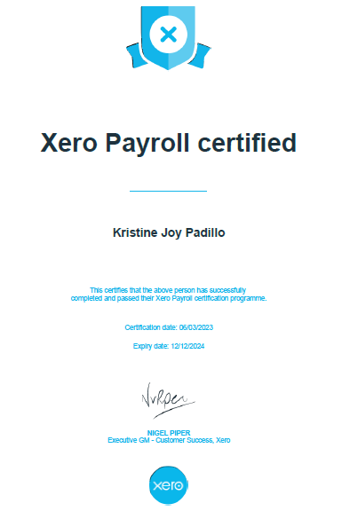 Xero Payroll Certified