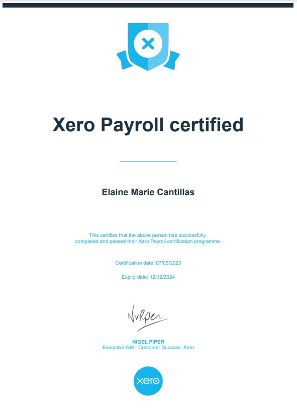 Xero Payroll Certified