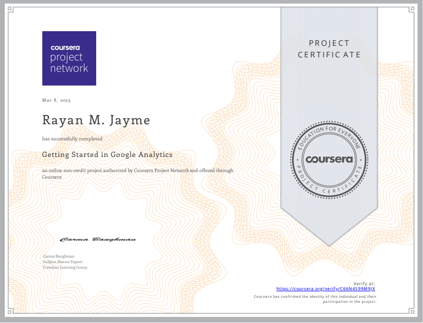 Certified in Google Analytics