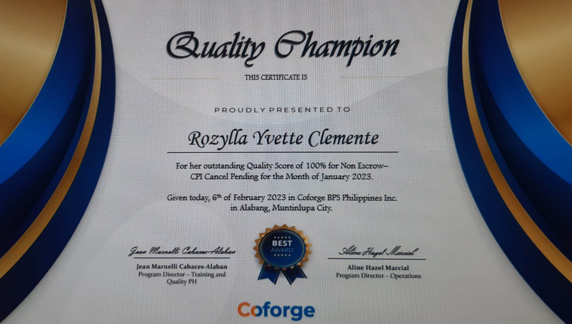 Quality Champion