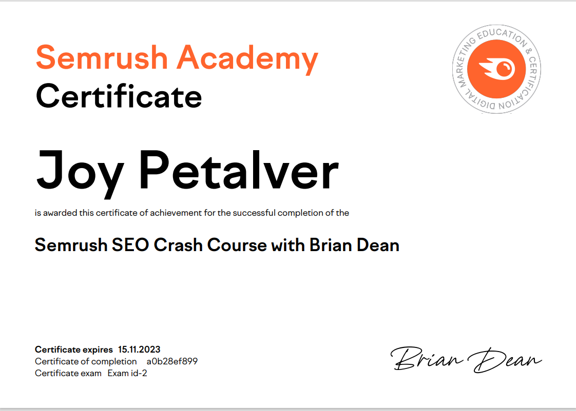 SEMRush Academy SEO Crash Course