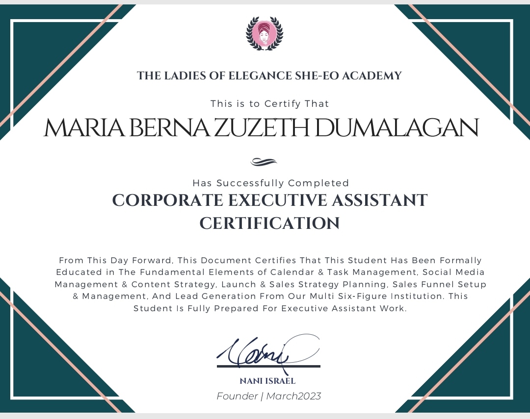 CORPORATE EXECUTIVE ASSISTANT CERTIFIED