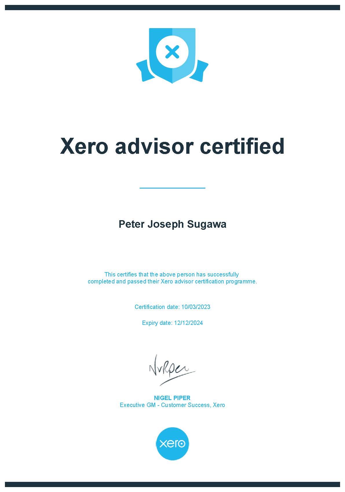 Xero Advisor Certificate