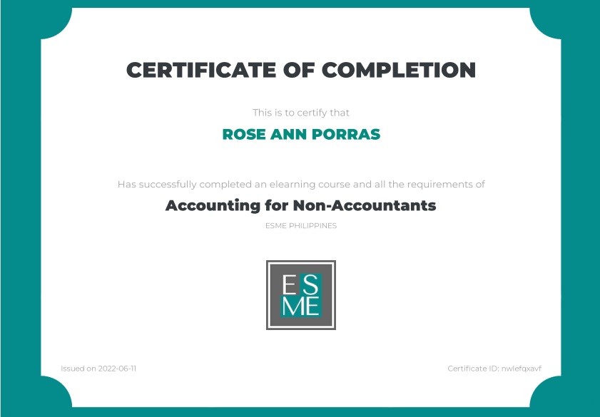 Accounting for Non-Accountants Certificate