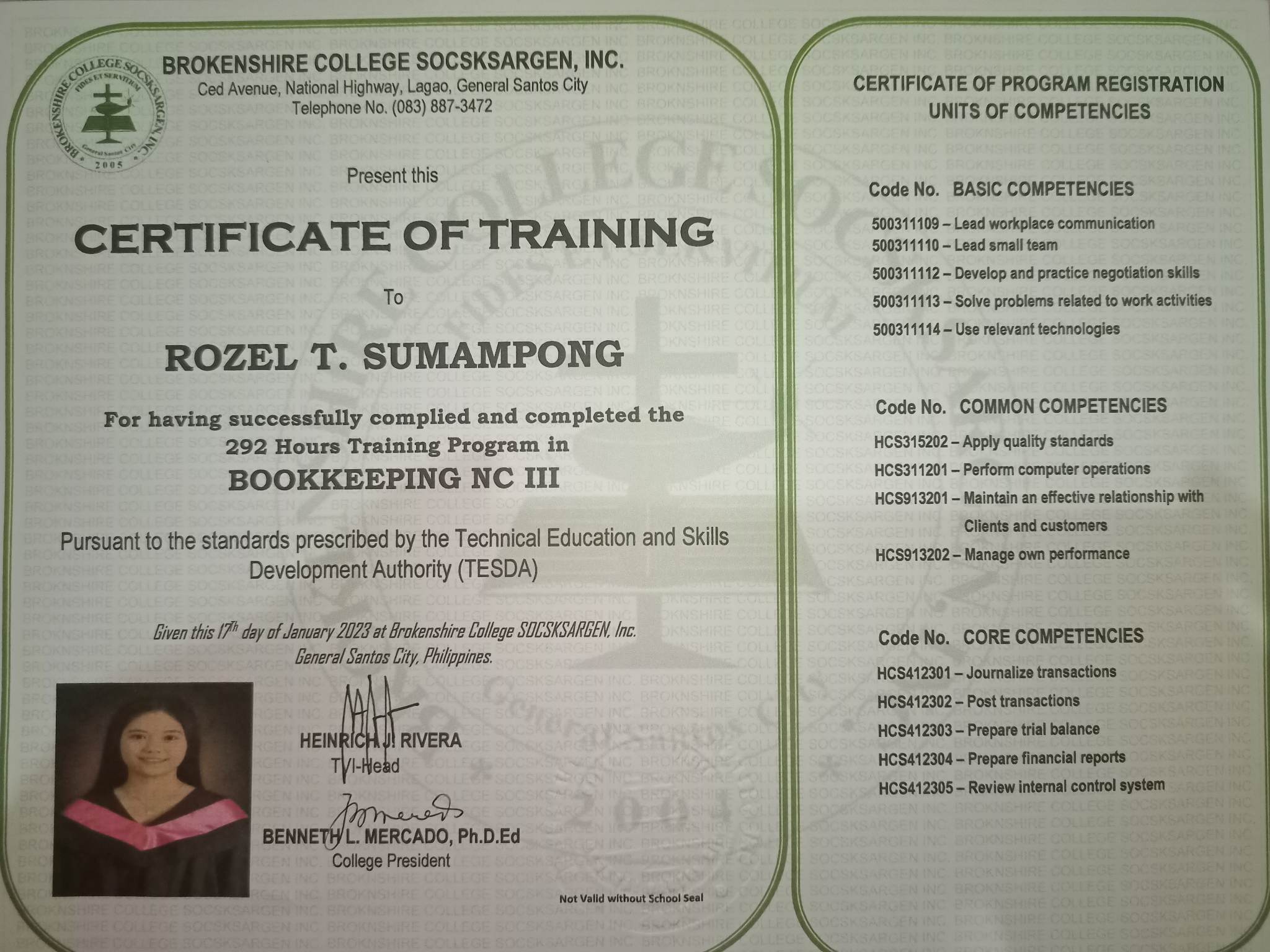 BOOKKEEPING NC III