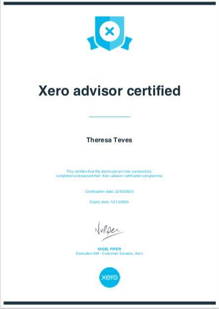 Xero Advisor Certificate