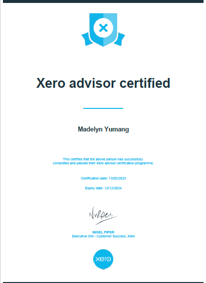 Xero Advisor Certificate