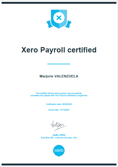 Xero Payroll Certified