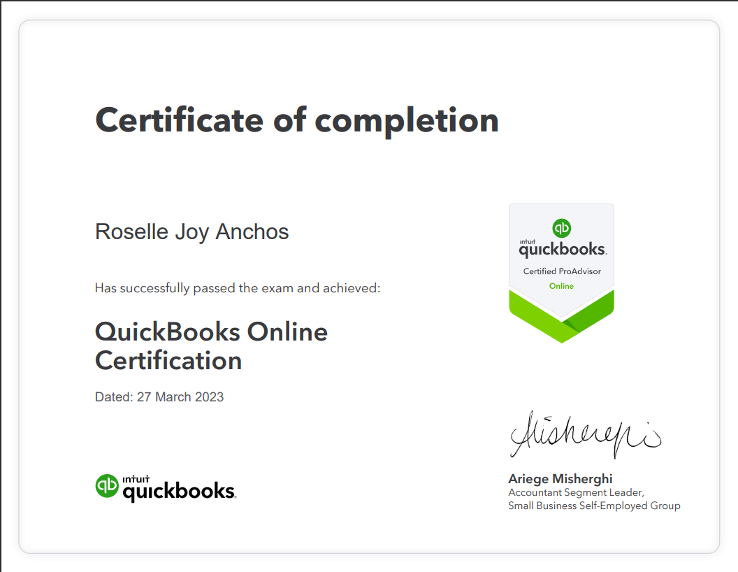 Quickbooks Online Certification