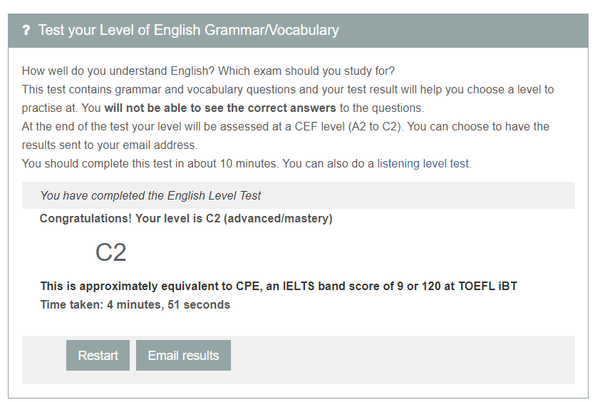 English Proficiency Test