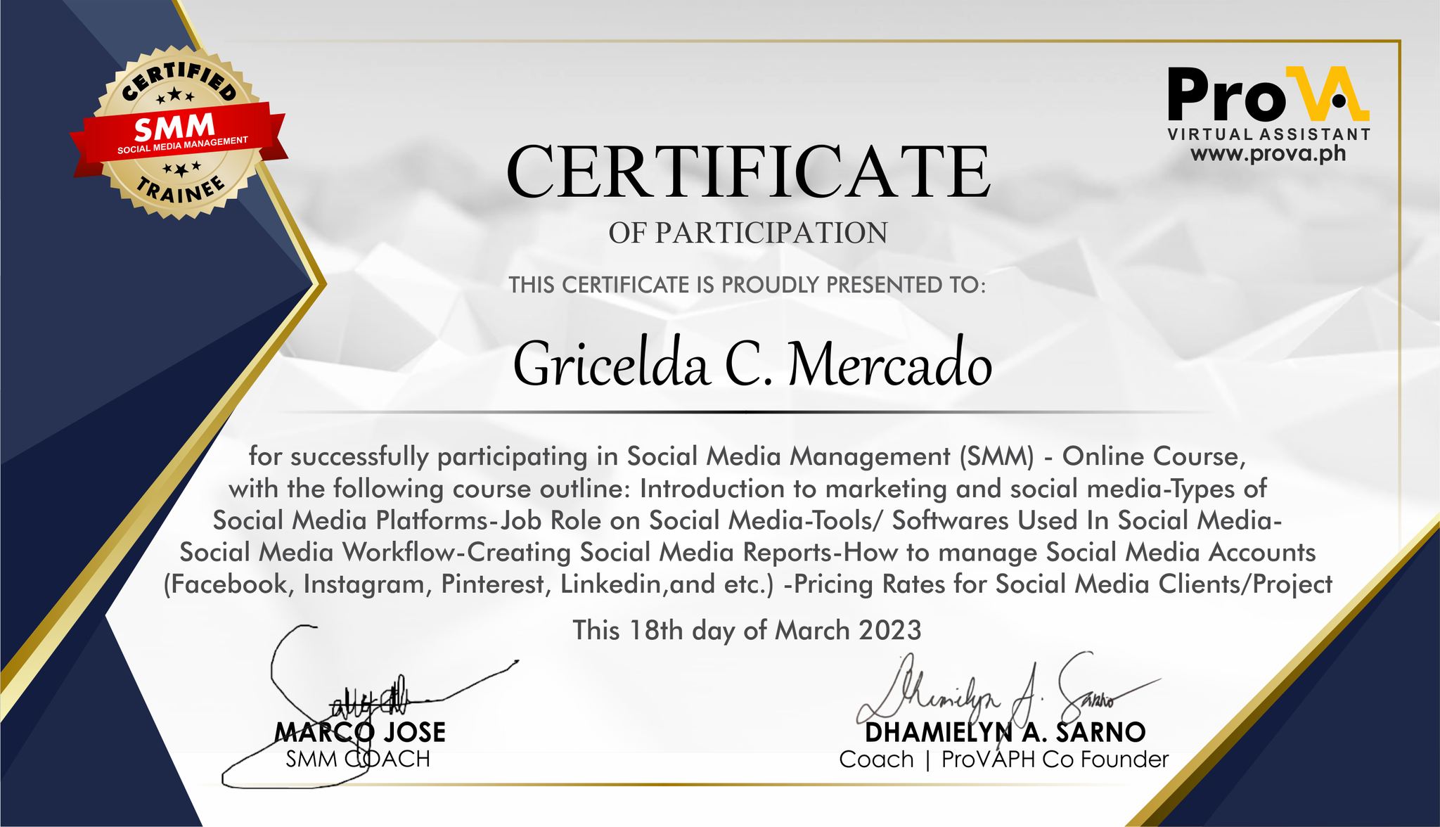 Certificate Social Media Management-IN DEPTH TRAINING