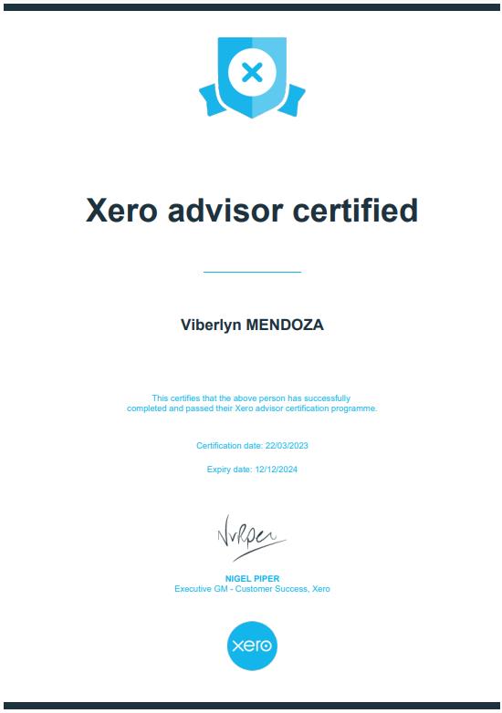 XERO Advisor Certificate