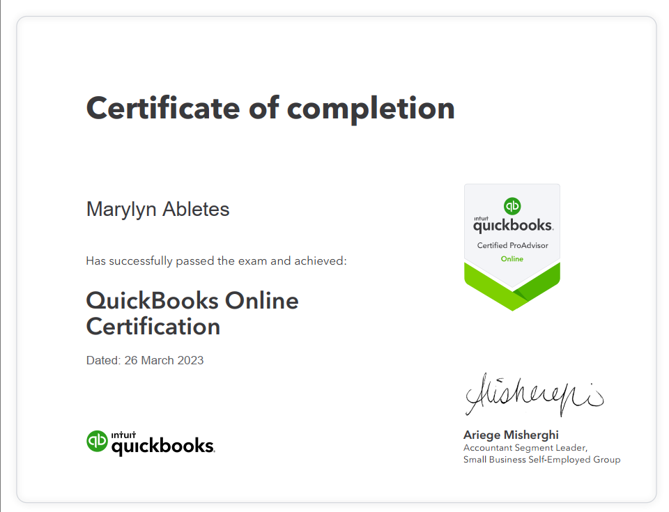 QuickBooks Certification