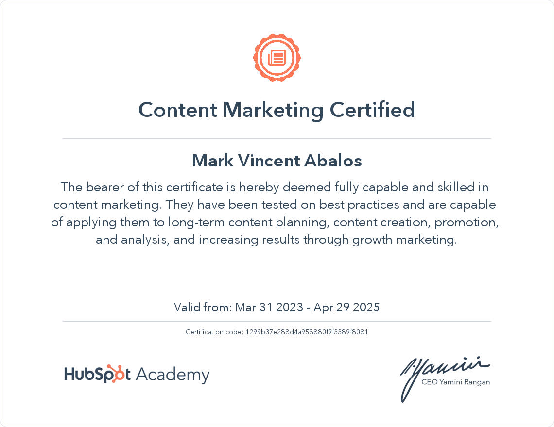 Content Marketing Certificate