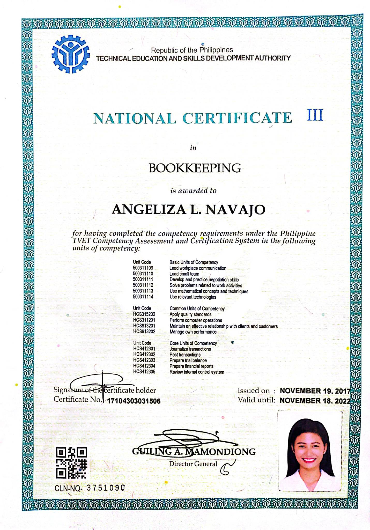 NATIONAL CERTIFICATE III OF BOOKKEEPING