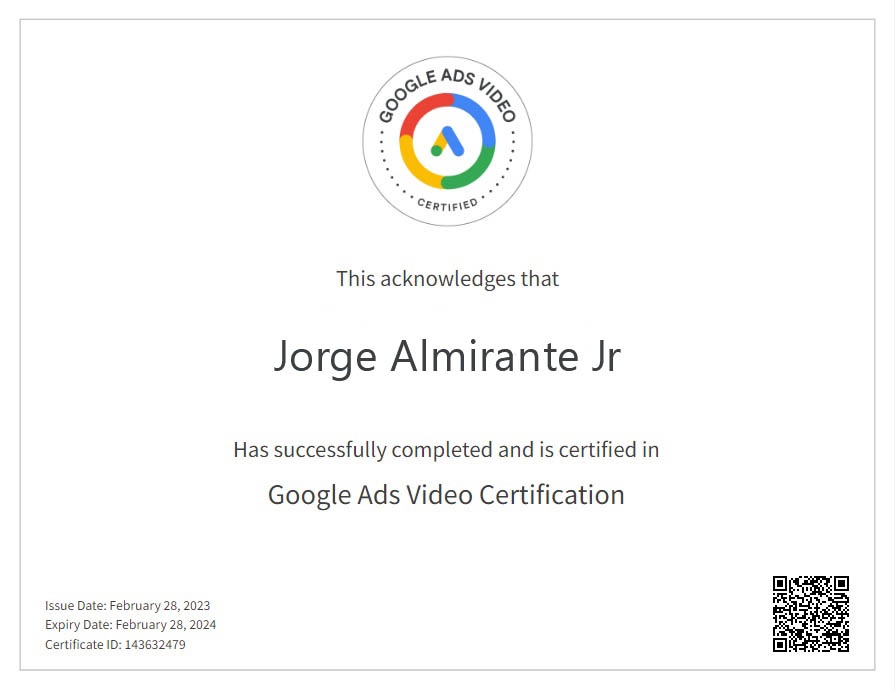 Google Ads Video Certification